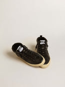 Mid Star in black nappa with black glitter star and suede flash